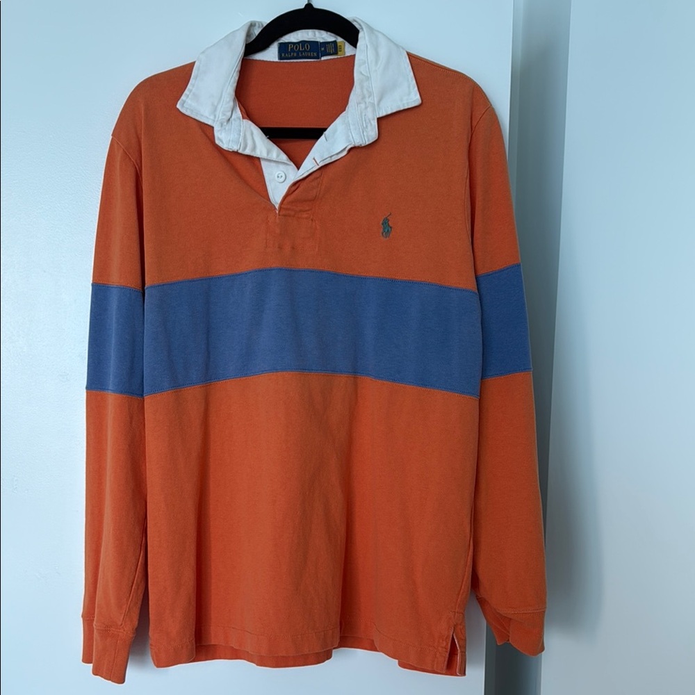 Polo by Ralph Lauren Orange and Blue Long Sleeve Tee